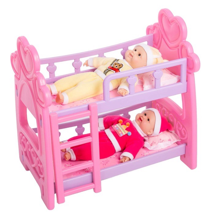 Camarote Para 2 Muñecas con Escalera de Niñas Rosado