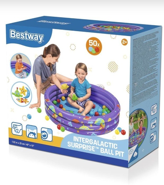 PISCINA INFLABLE BESTWAY SORPRESA INTERGALACTICA INCLUYE 50 PELOTAS MULTICOLOR 25 X 102 CM