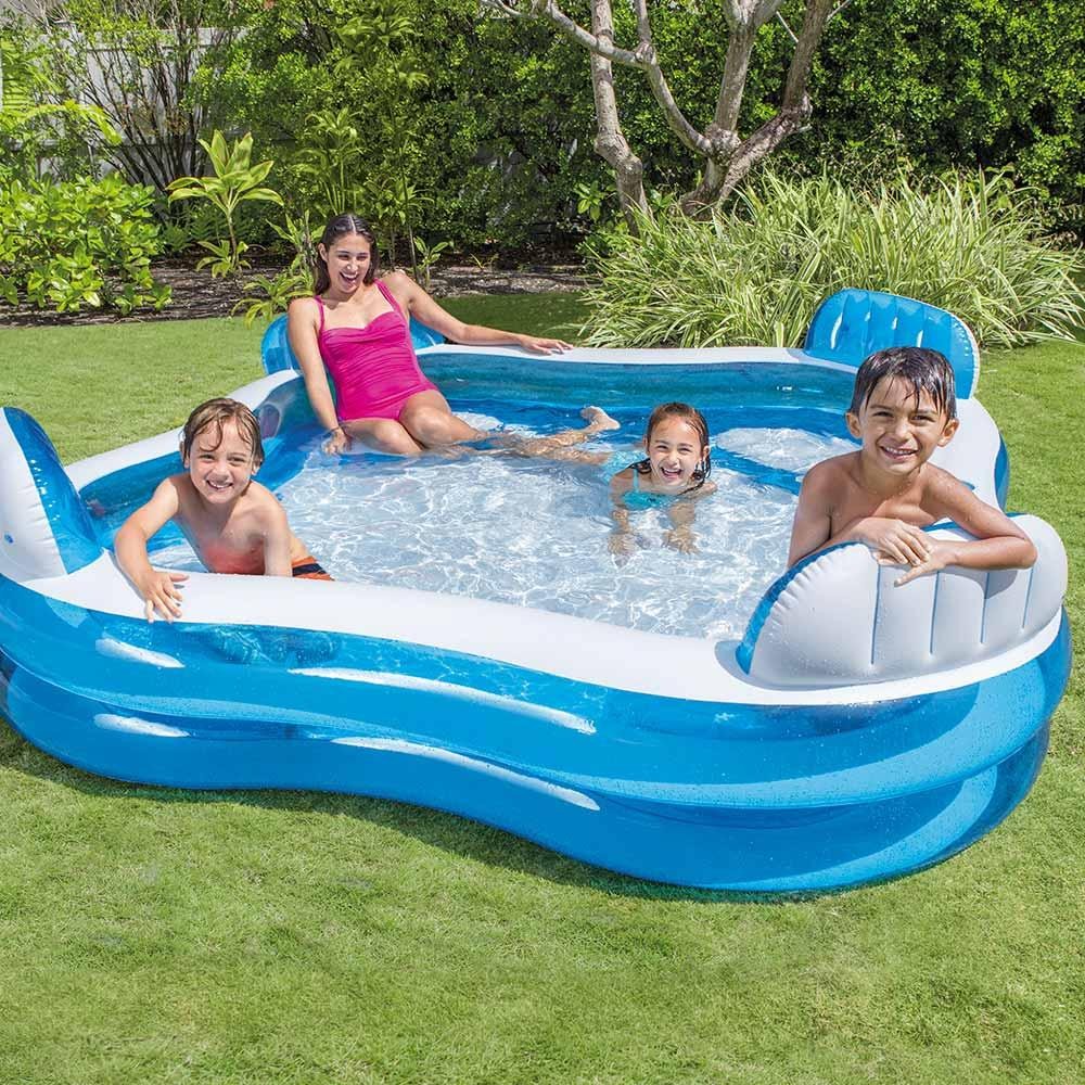Intex - Piscina familiar inflable con asientos 229x229x66 cm