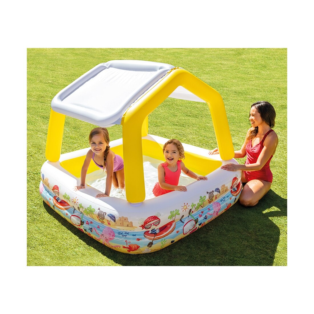 Intex - Piscina inflable con techo 157x157x122cm