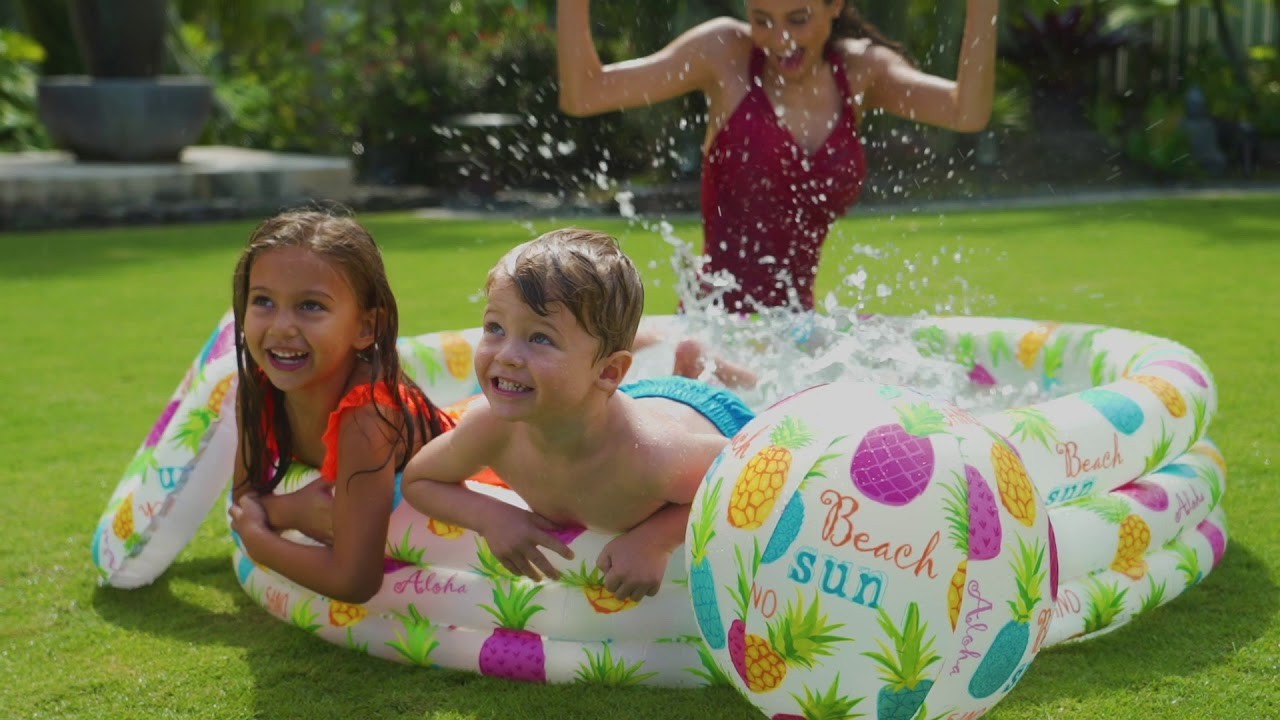 INTEX - Piscina inflable, flotador y pelota  modelo piñas  132x28 cm