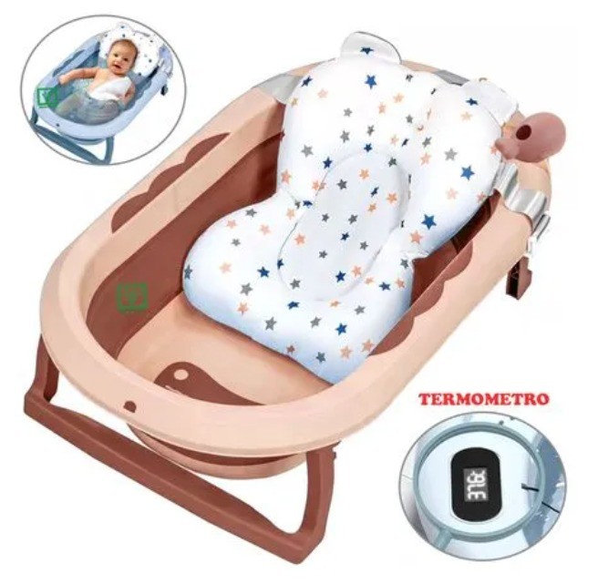 Bañera Plegable Ballenita Con Termómetro Rosado