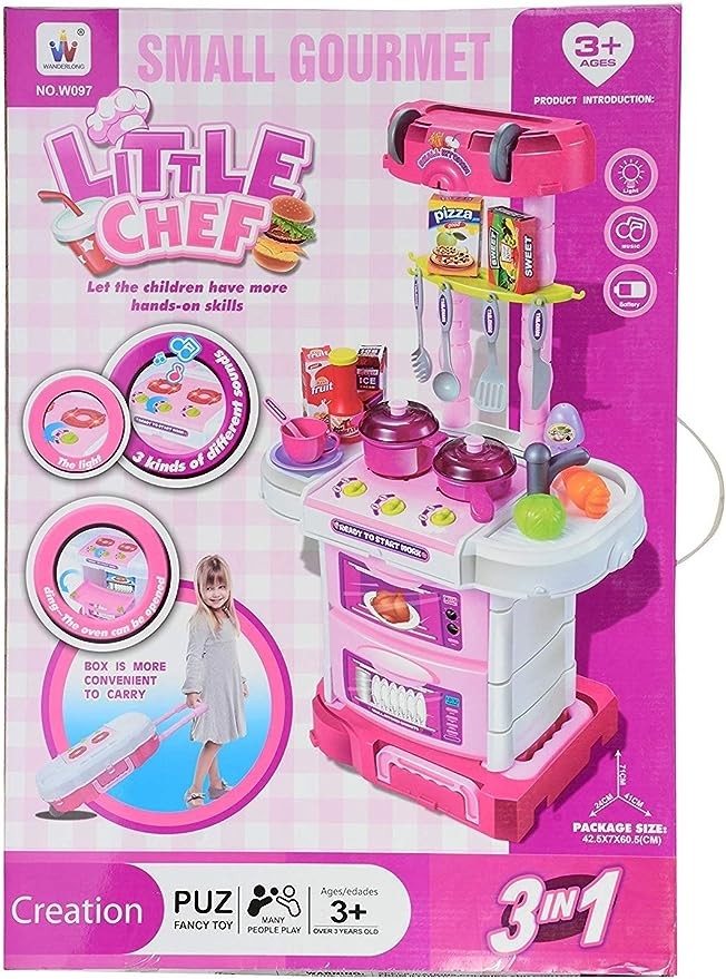 3en1 Little Chef Pequeño Gourmet Playset Niños Juguetes Rosa